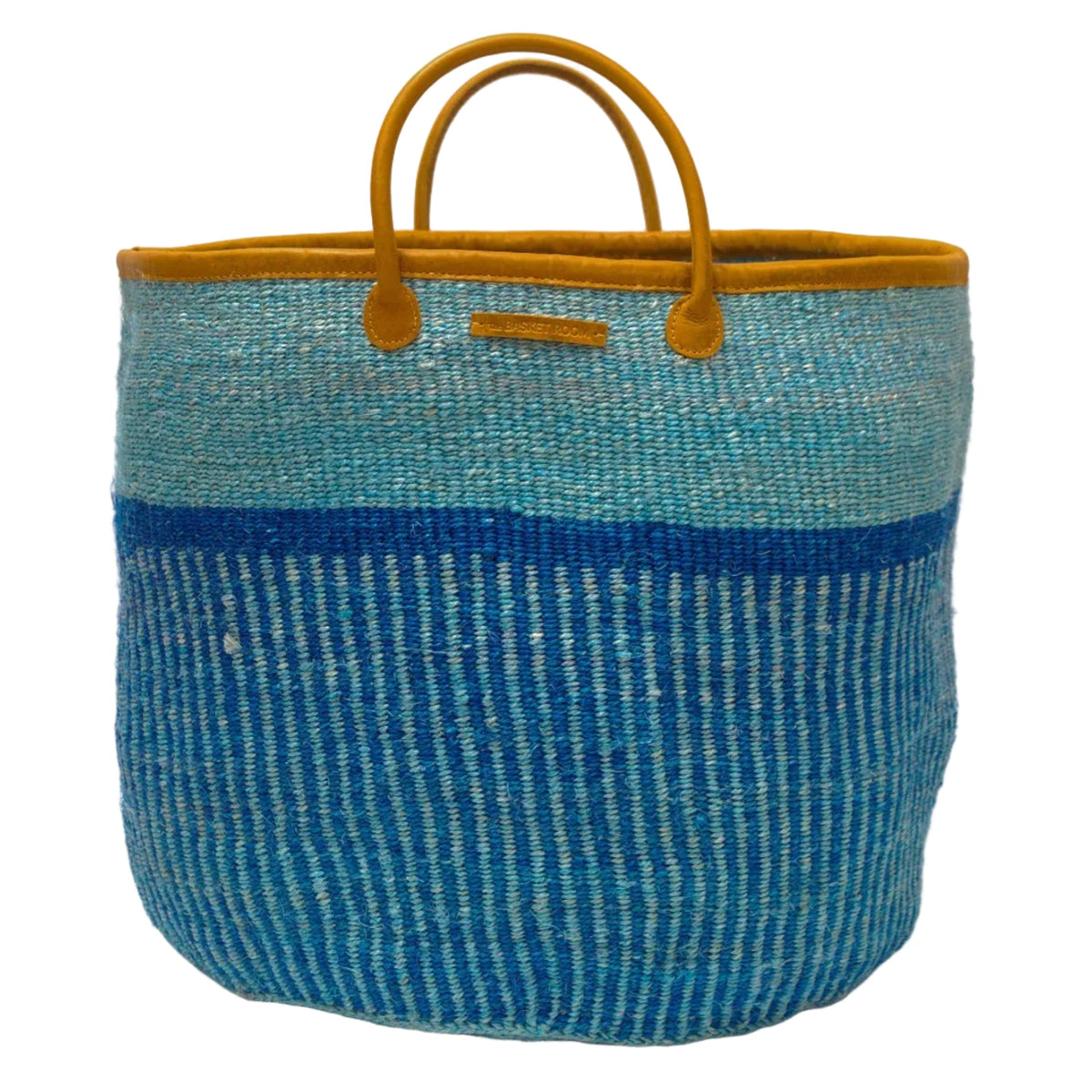 Zimia: Two-Tone Blue Striped Woven Laundry Basket