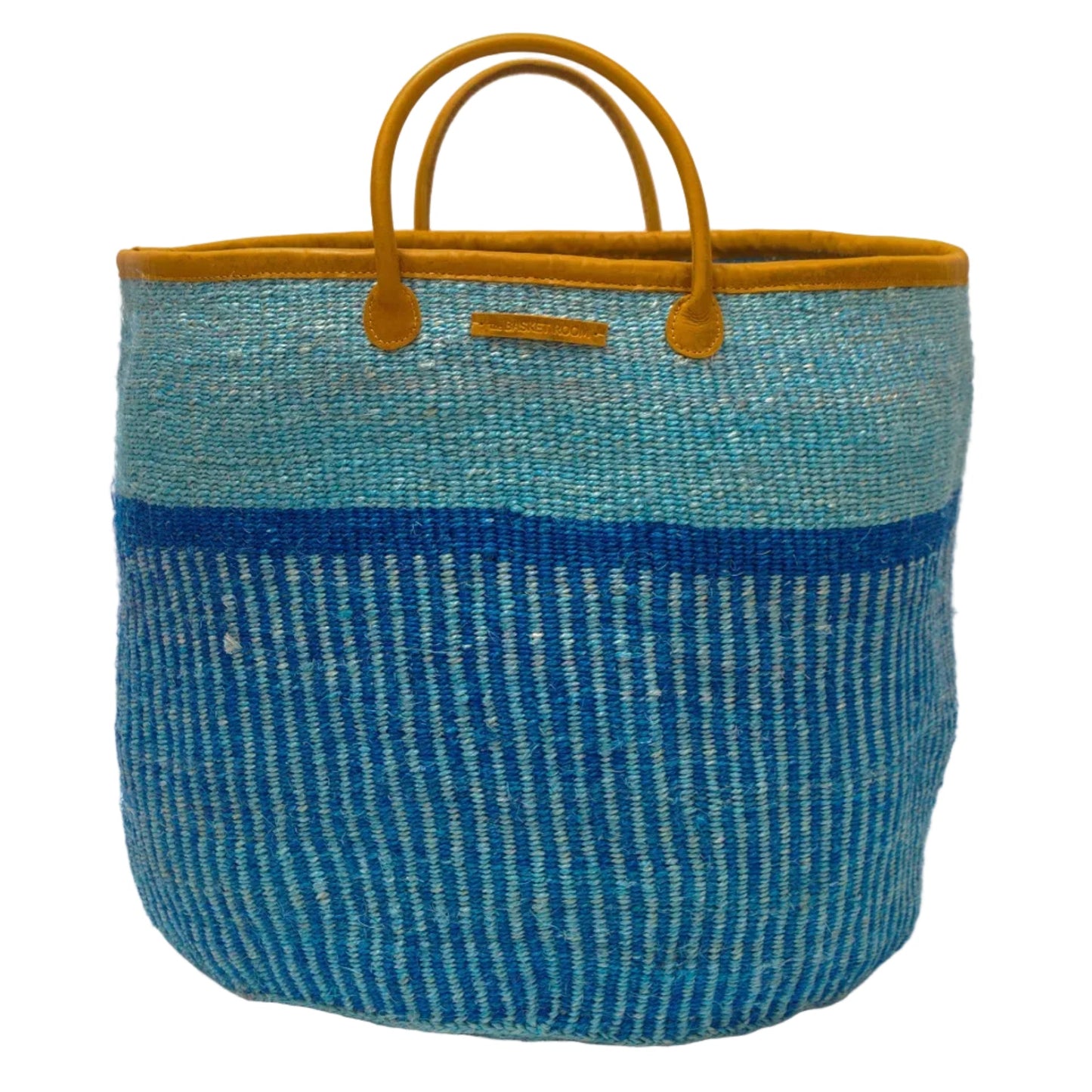 Zimia: Two-Tone Blue Striped Woven Laundry Basket