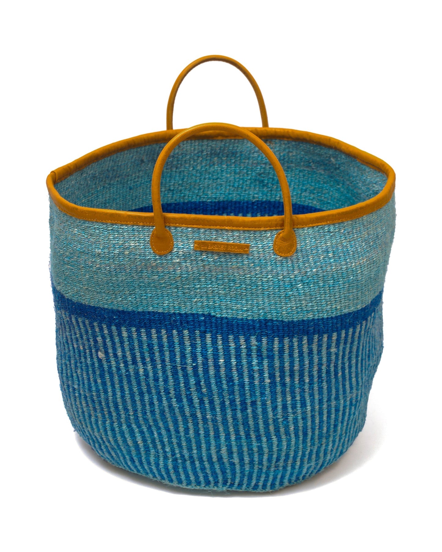 Zimia: Two-Tone Blue Striped Woven Laundry Basket