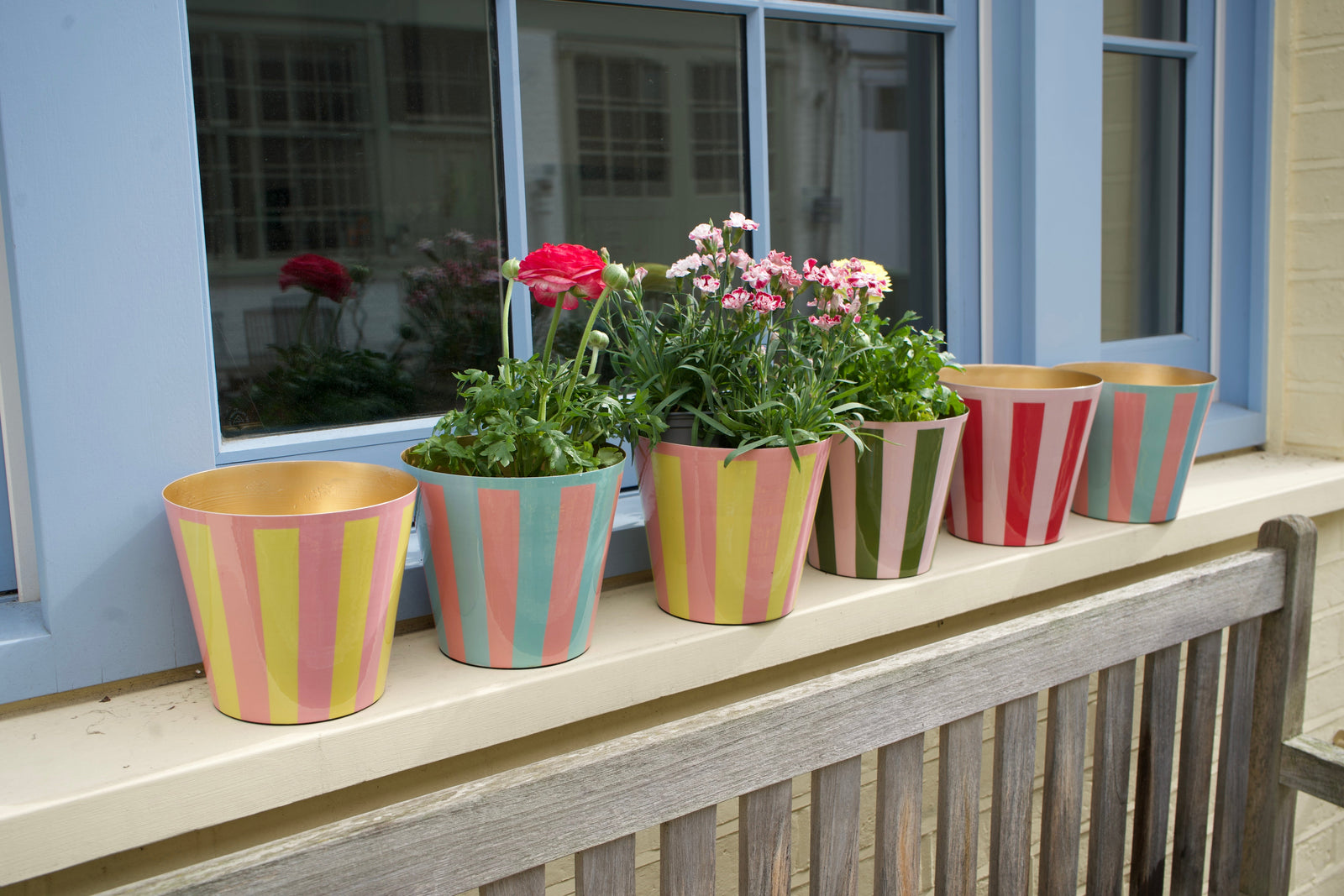 The Penny Planter in Pink and Yellow Stripe
