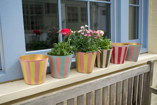 The Penny Planter in Pink and Yellow Stripe
