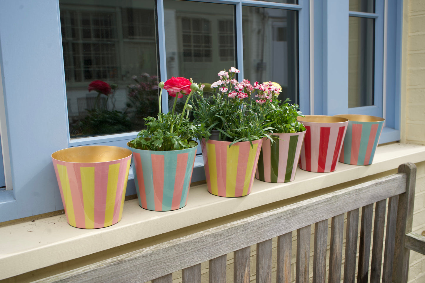 The Penny Planter in Pink and Green Stripe