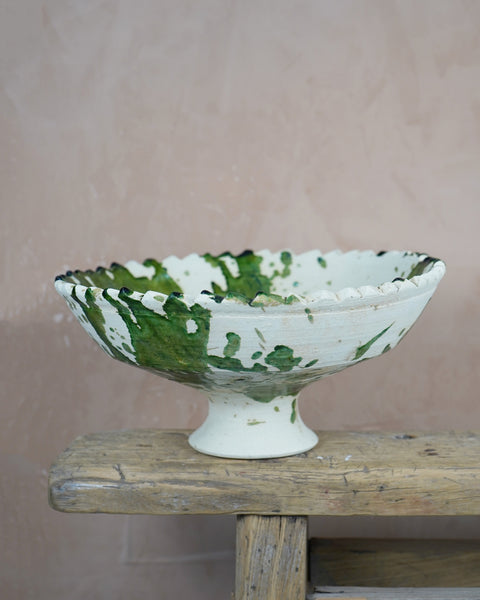 Tamegroute x Puglia Splatter Jagged Edge Pedestal Fruit Bowl