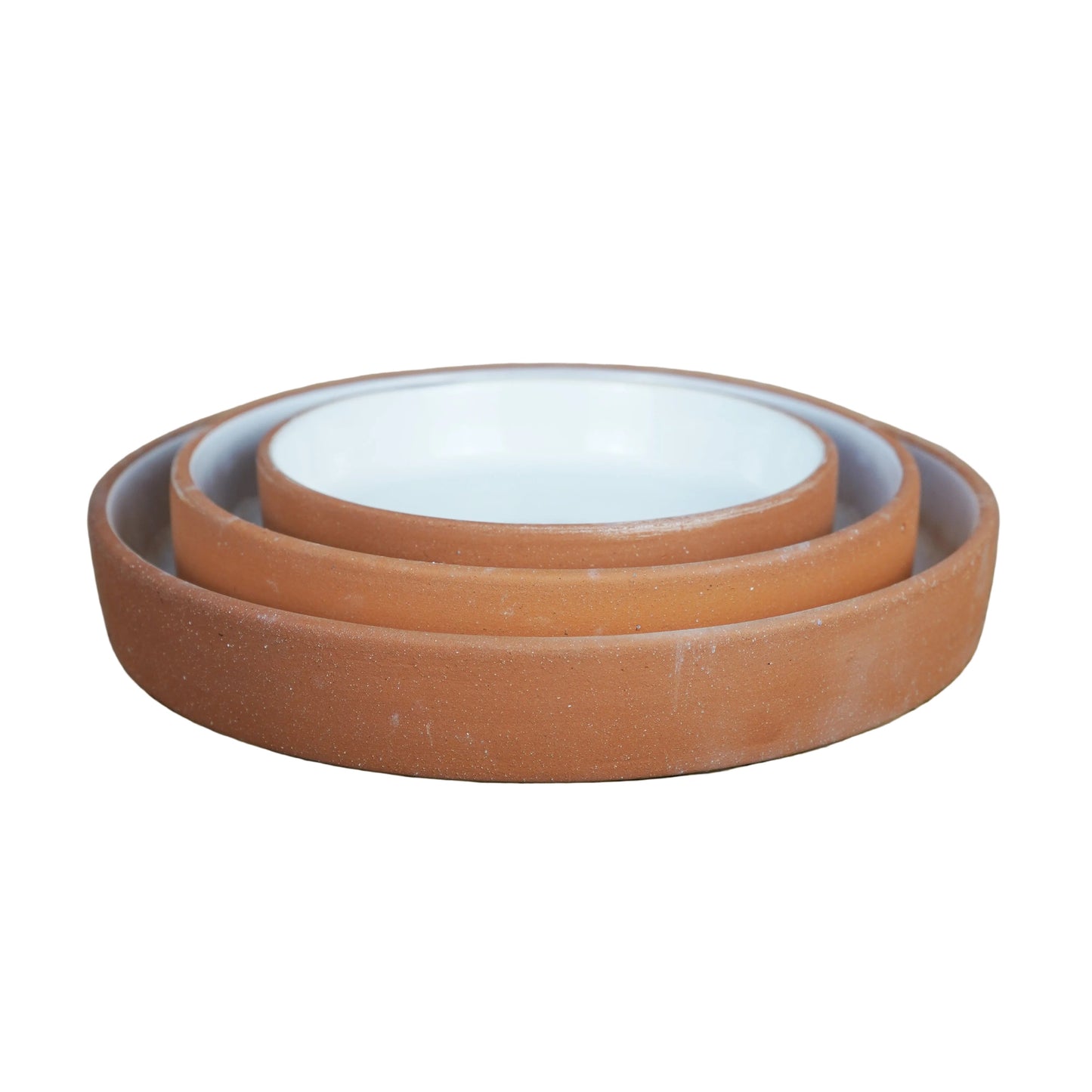 White Glazed & Natural Terracotta Lipped Plate