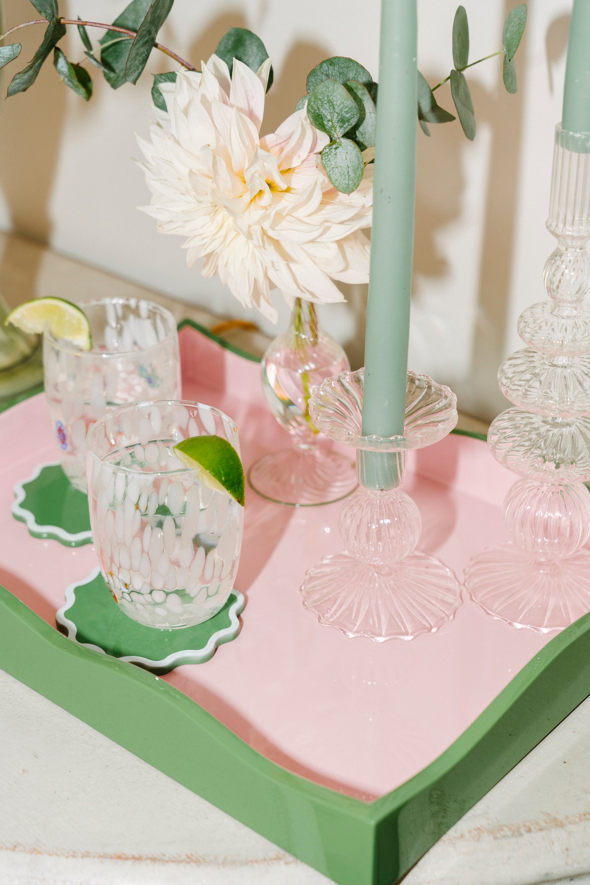 Allegra Wiggle Tray in Pink and Green