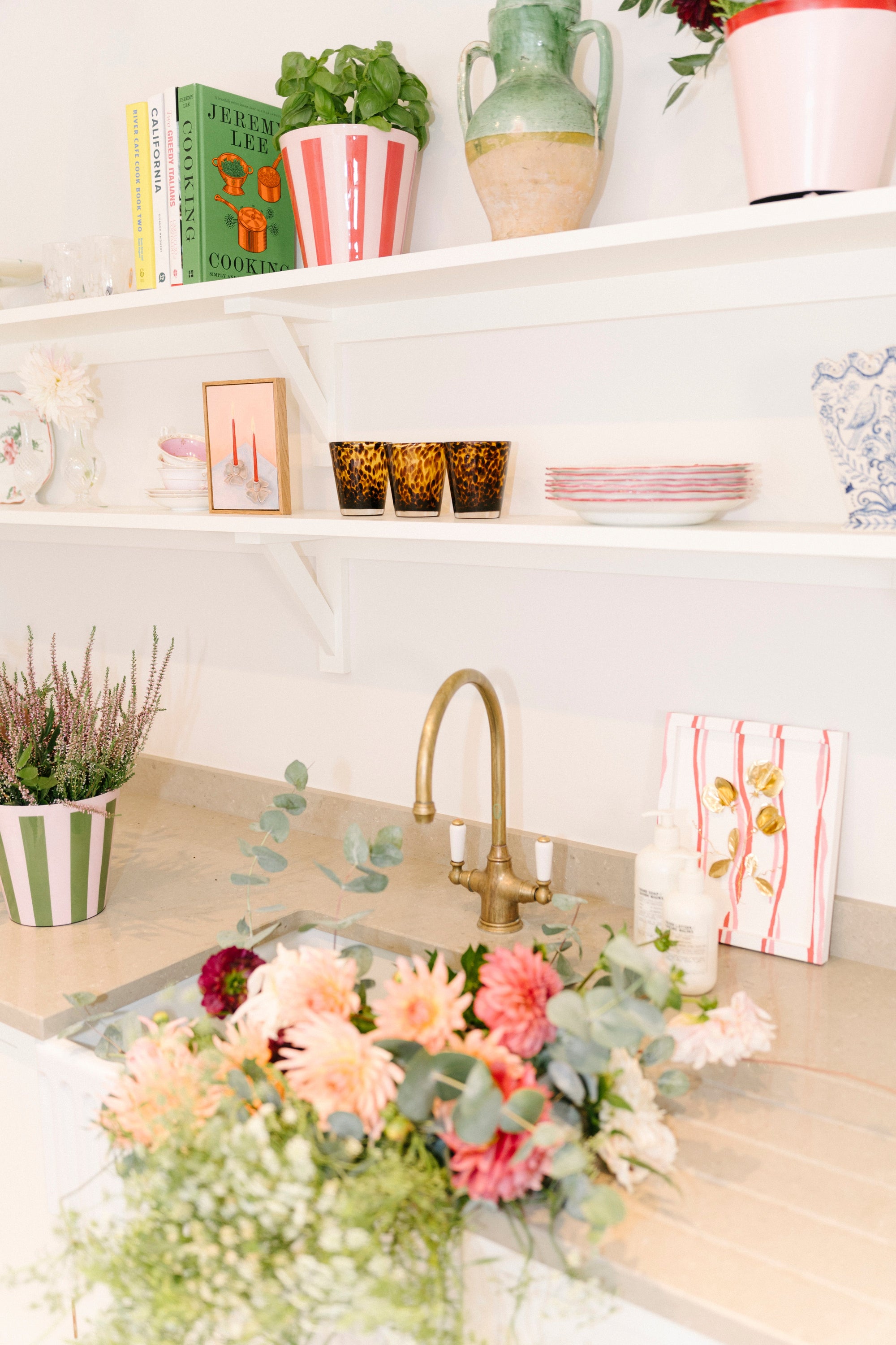 The Penny Planter in Pink and Green Stripe