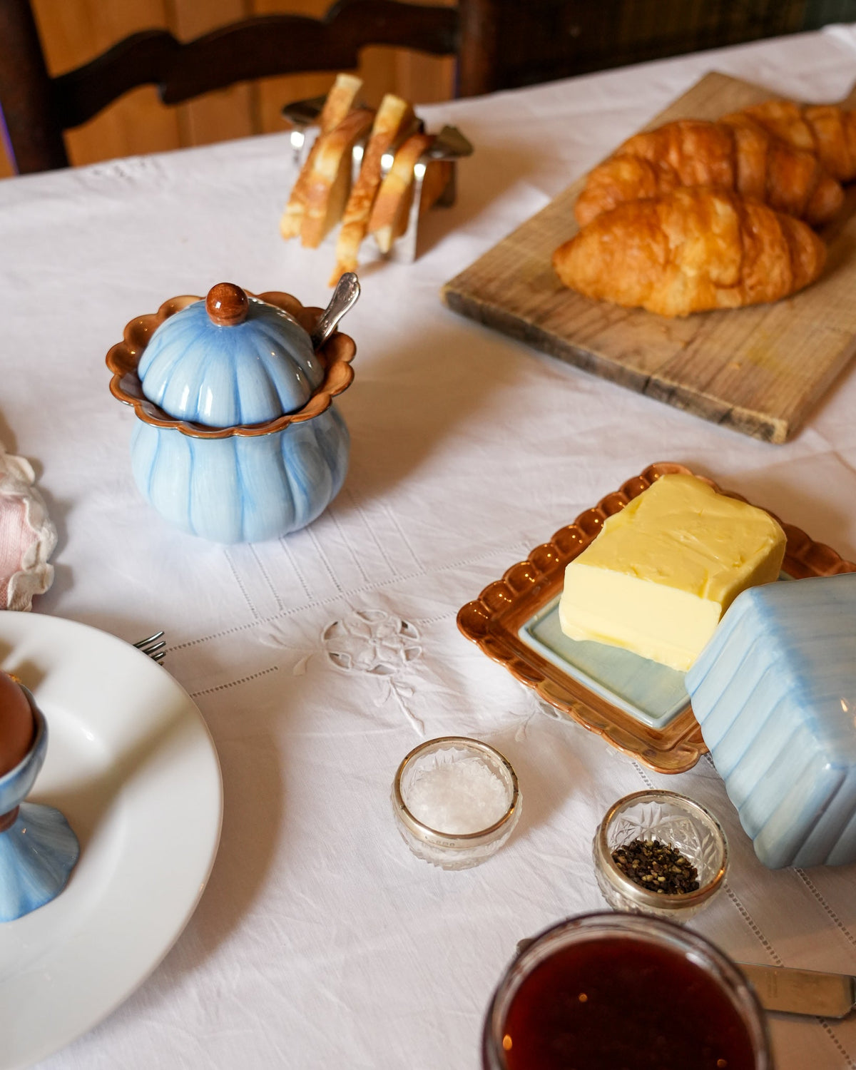 Sugar Bowl - Sky Blue and Chocolate