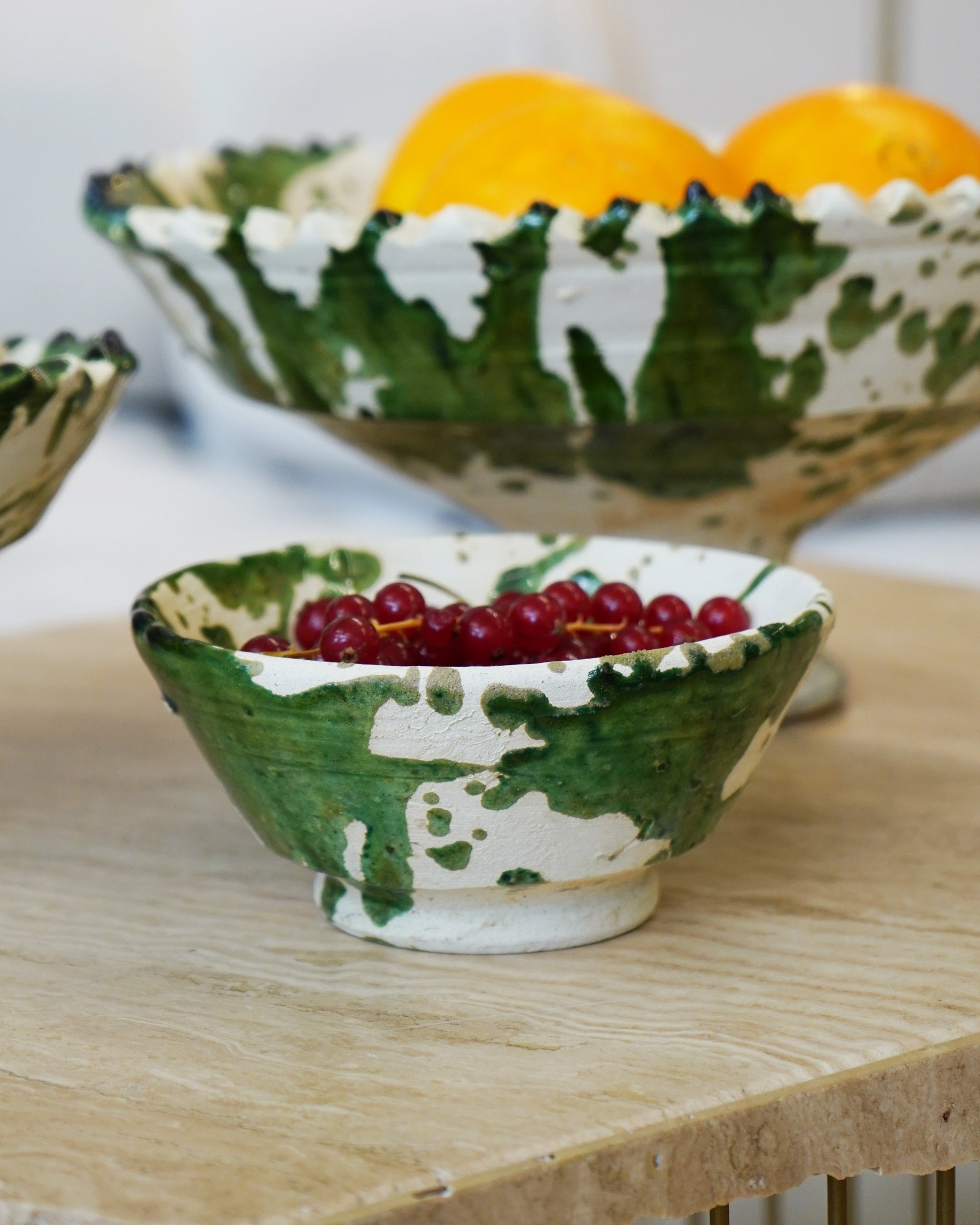 Vintage Tamegroute x Puglia Splatter Design Green Glazed Bowls