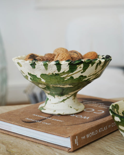 Tamegroute x Puglia Splatter Jagged Edge Pedestal Fruit Bowl