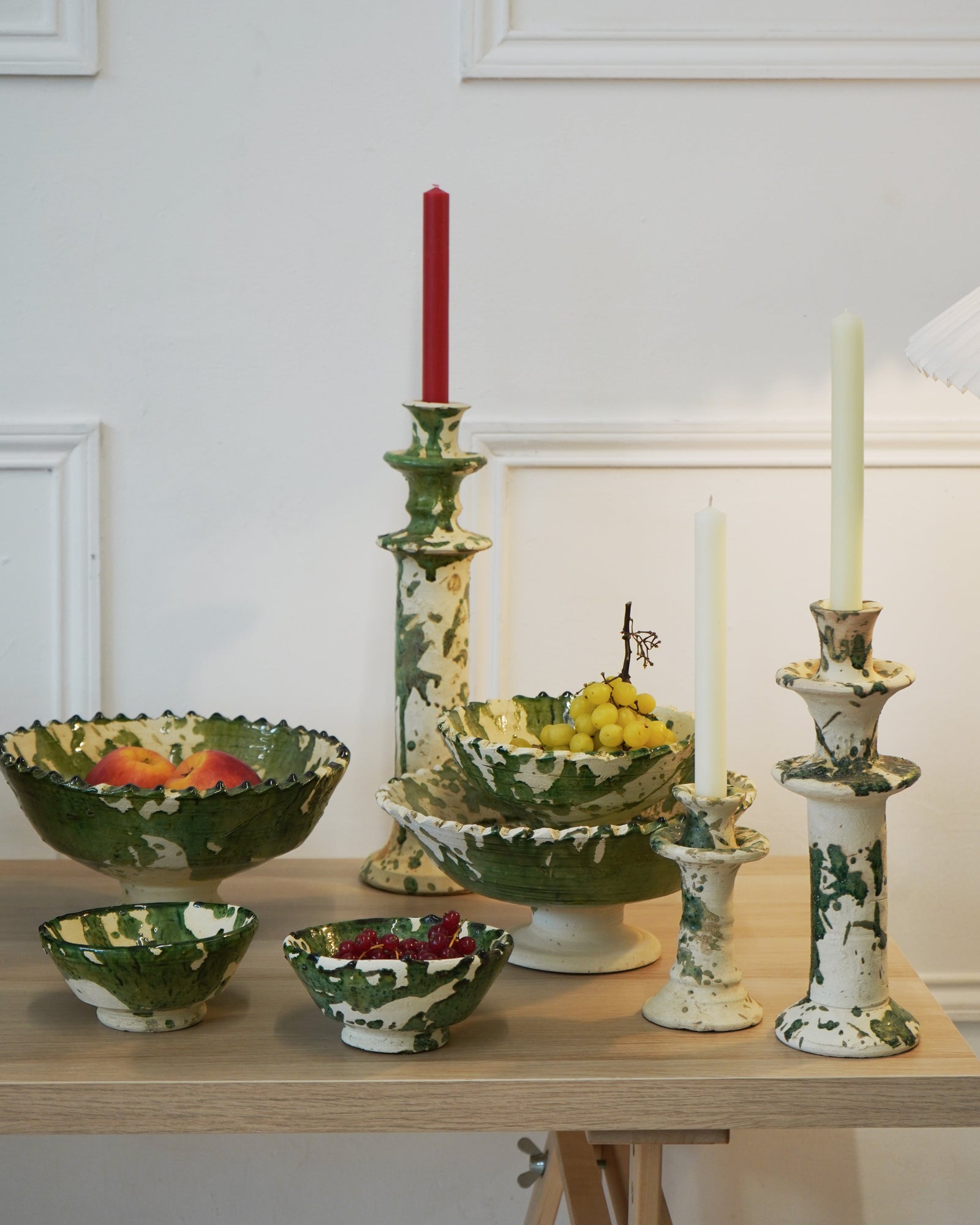 Tamegroute x Puglia Splatter Jagged Edge Pedestal Fruit Bowl