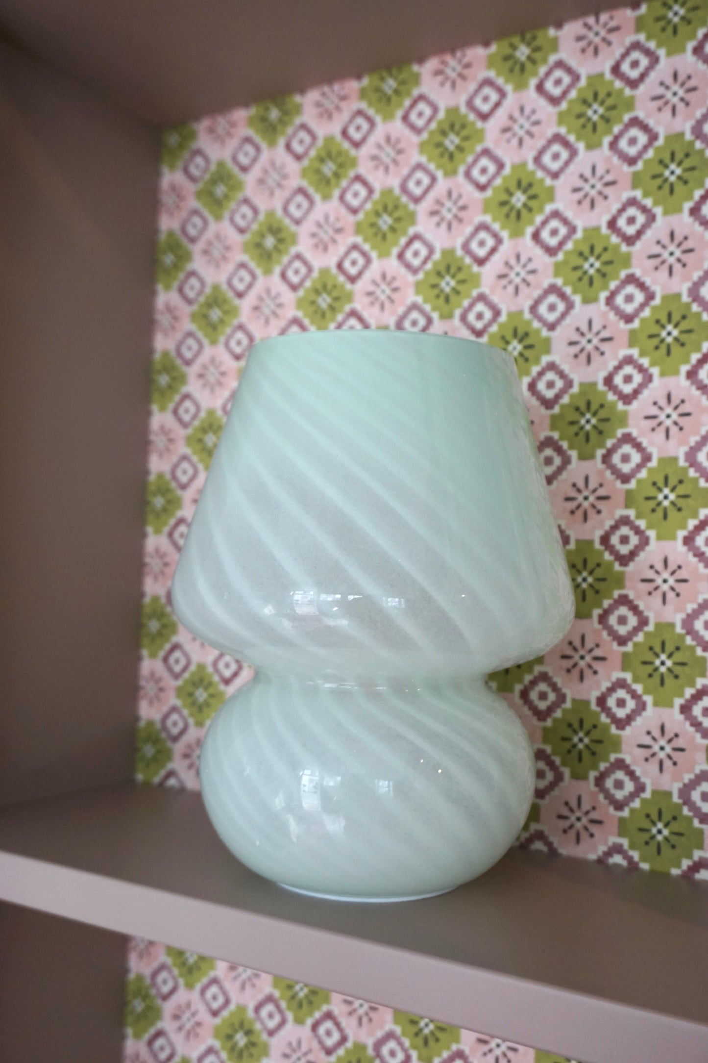 Mushroom Glass Lamp In Mint