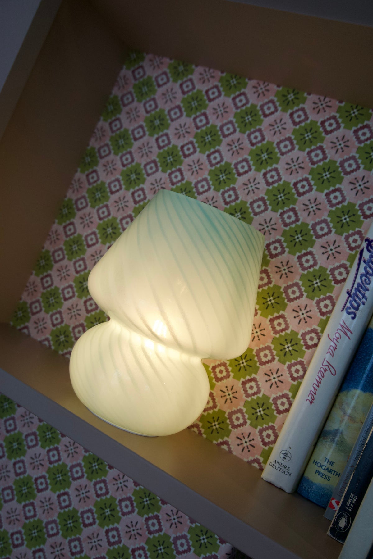 Mushroom Glass Lamp In Mint
