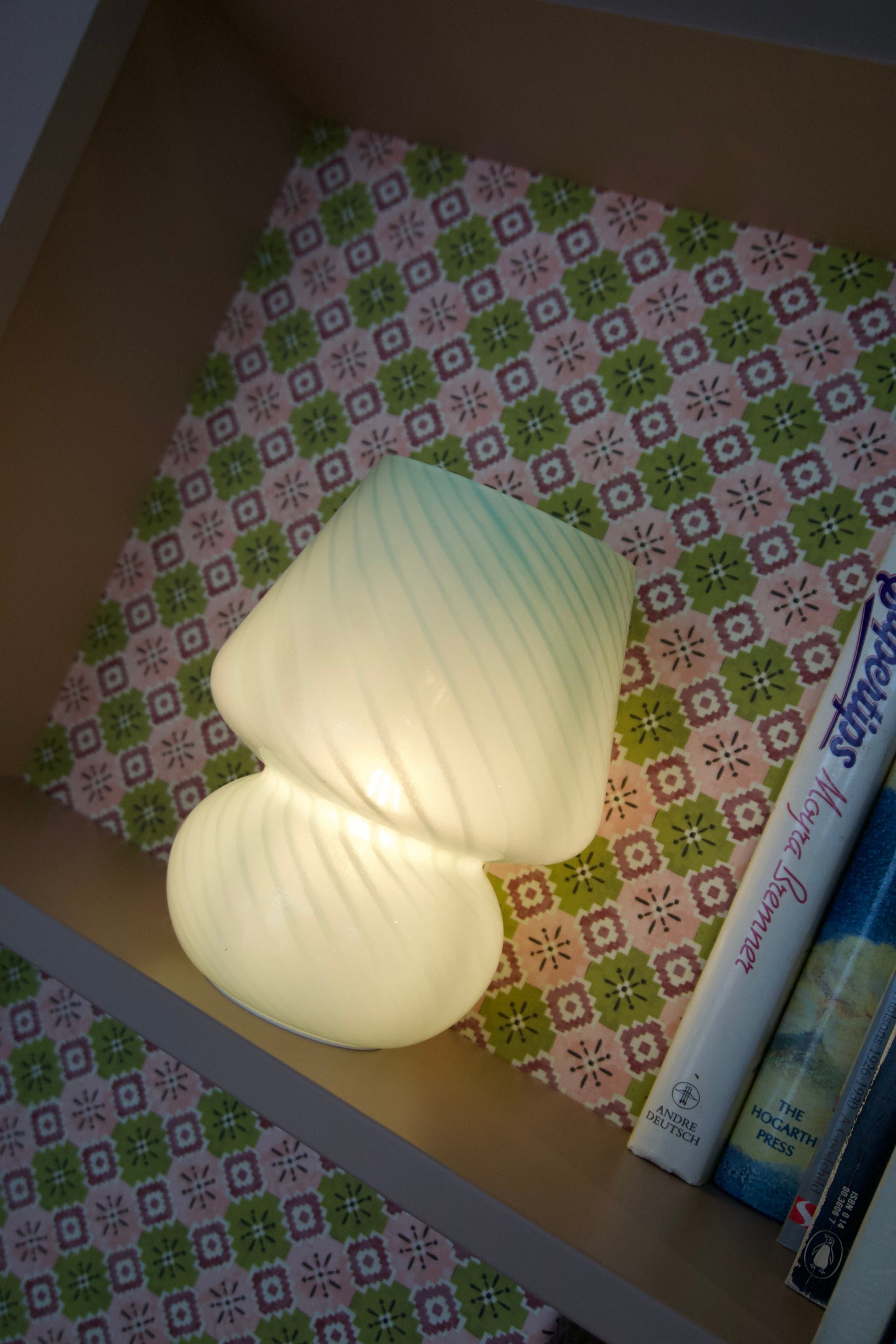 Mushroom Glass Lamp In Mint