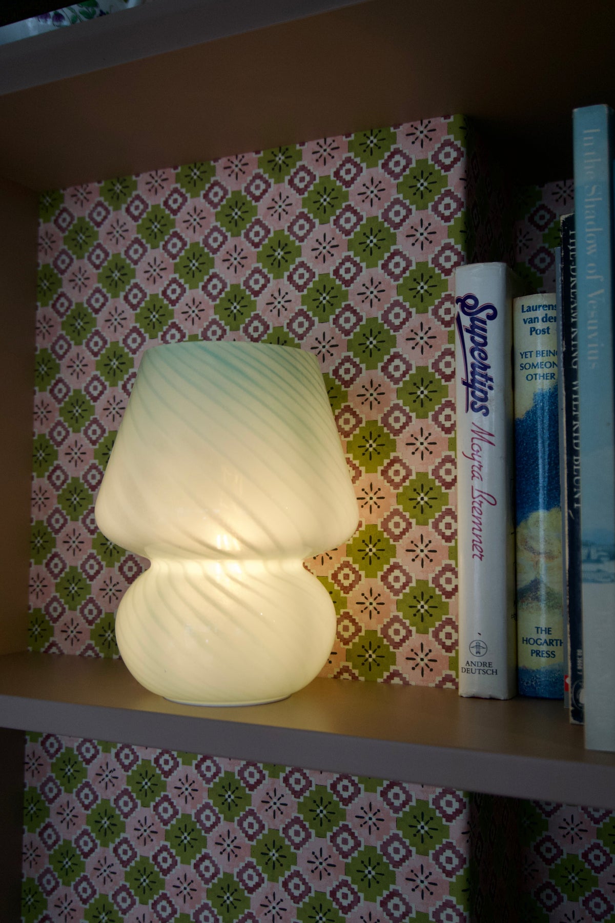Mushroom Glass Lamp In Mint