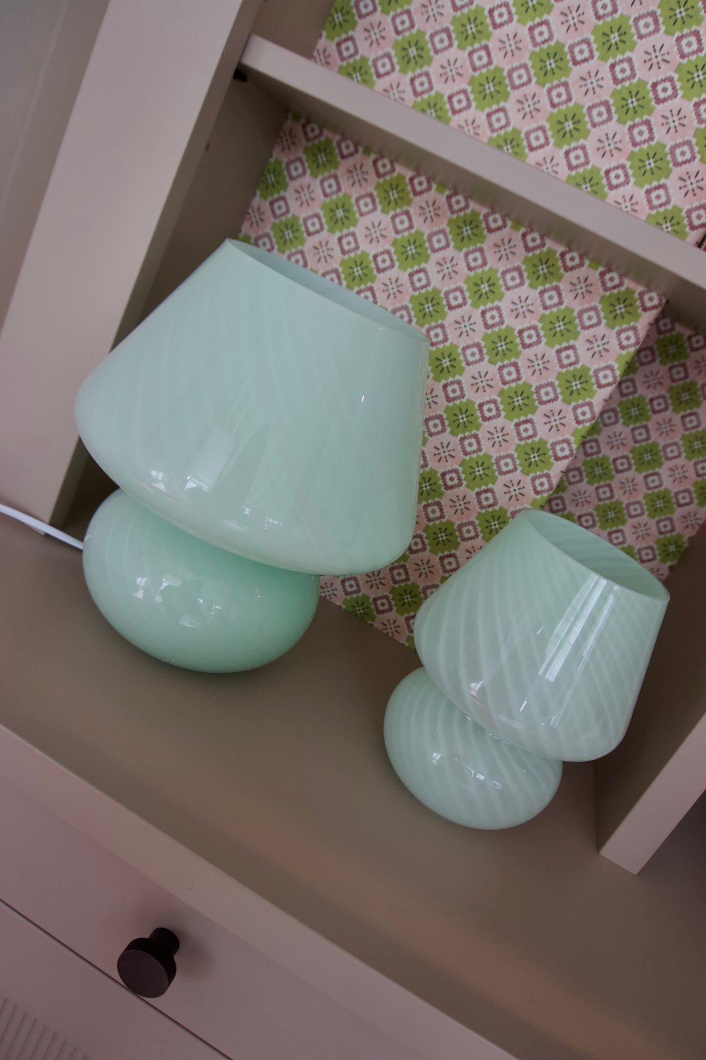Large Mushroom Glass Lamp In Mint
