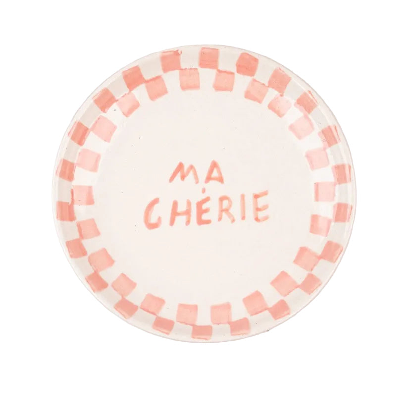 Ma Cherie Pink Ceramic Snack Plate , 7x7 Inches (Set of 2)