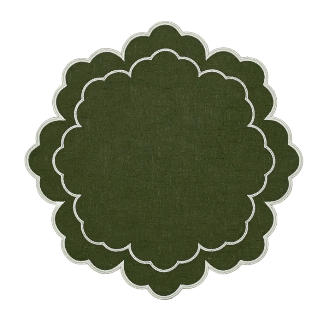 Íris Placemat, Green and White