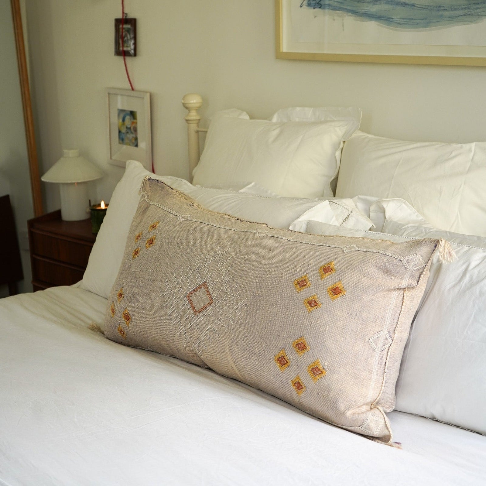 Luxury Cactus Silk Bolster Cushion - Dusk