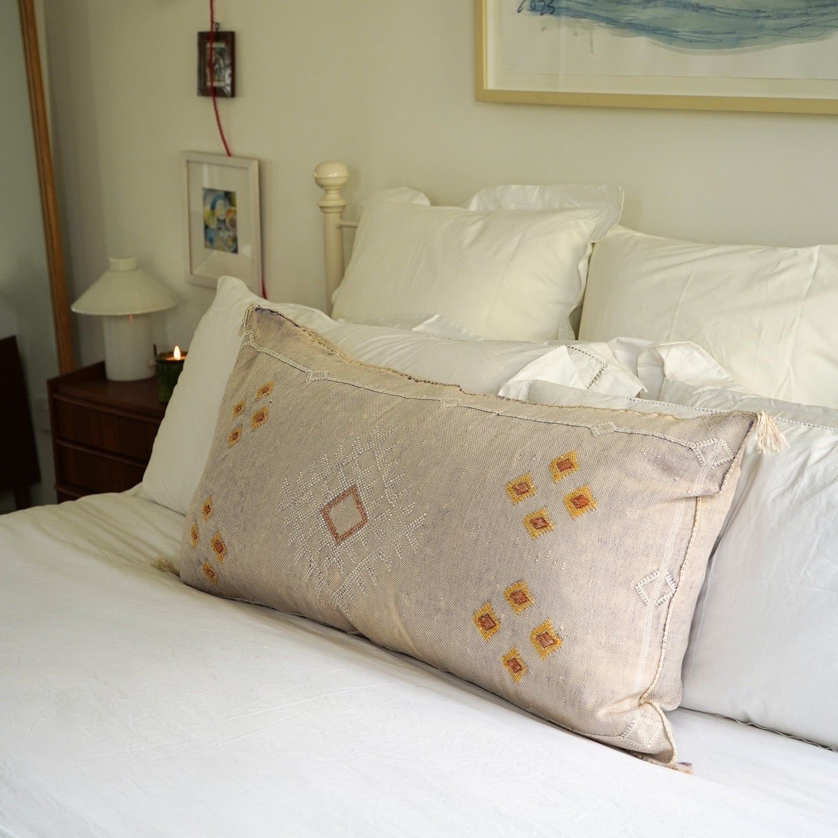 Luxury Cactus Silk Bolster Cushion - Dusk