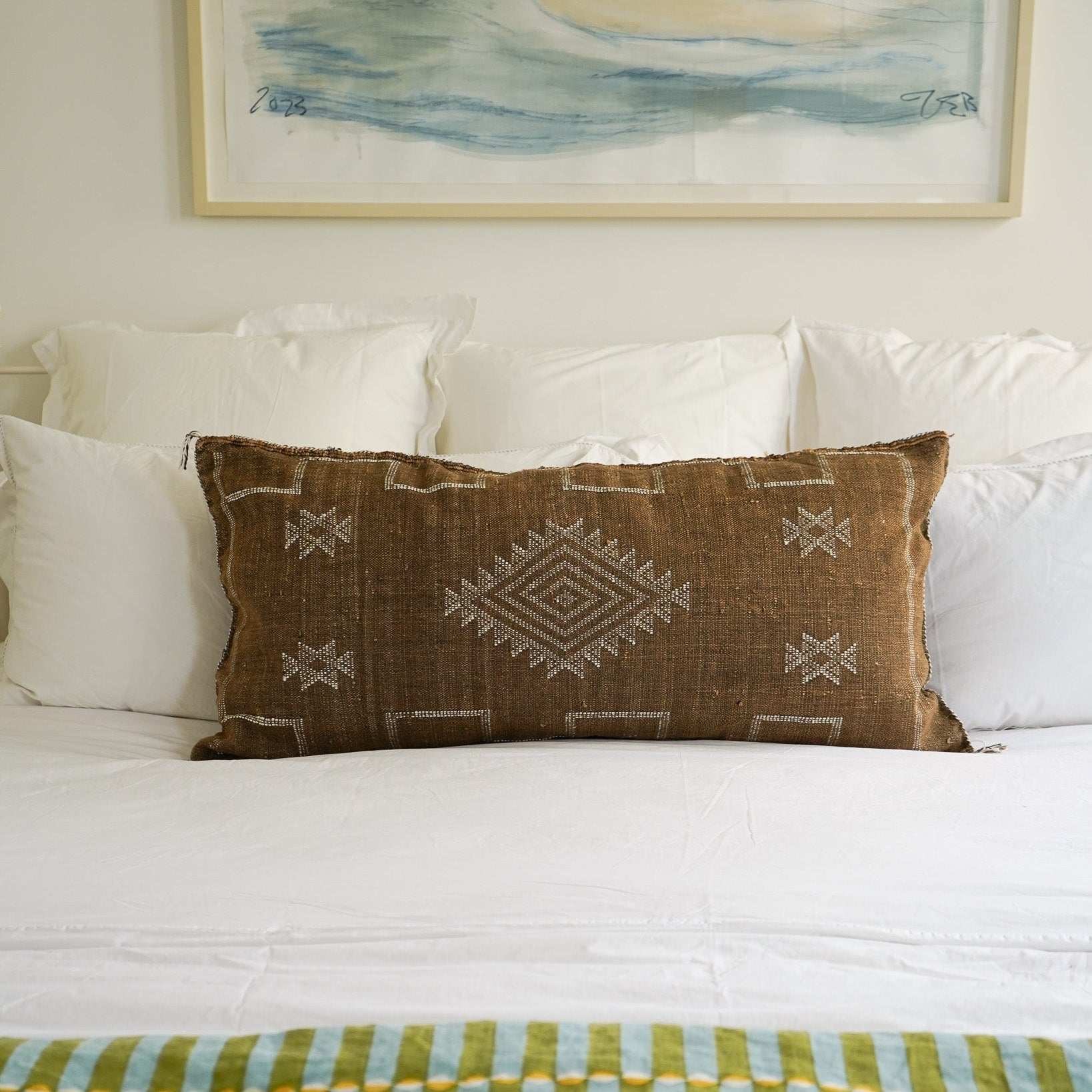 Luxury Cactus Silk Bolster Cushion - Chocolate Brown