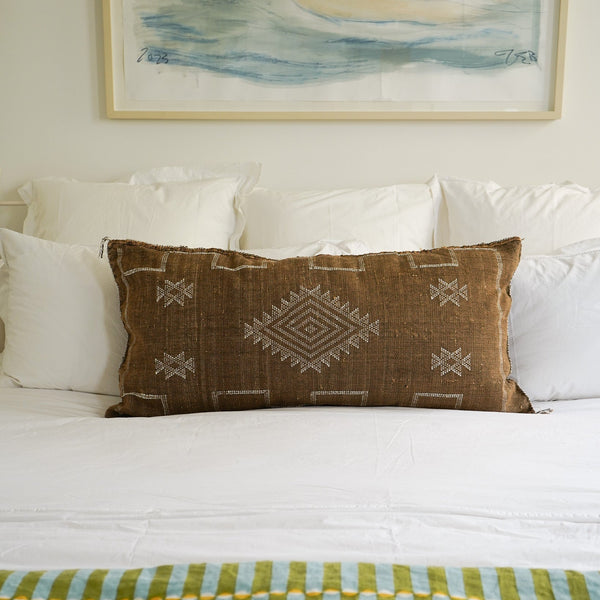 Luxury Cactus Silk Bolster Cushion - Chocolate Brown