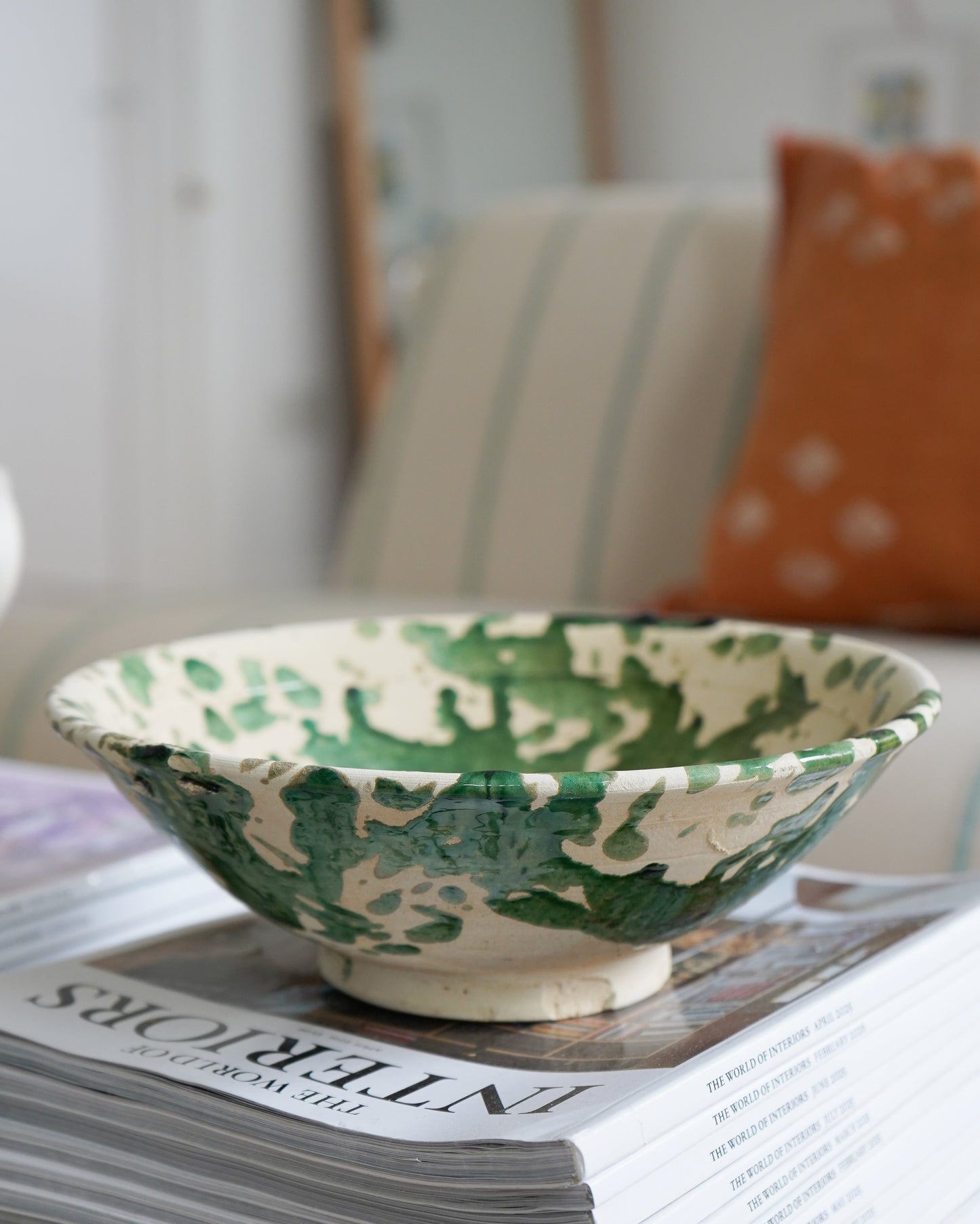 Vintage Tamegroute x Puglia Splatter Design Green Glazed Bowls