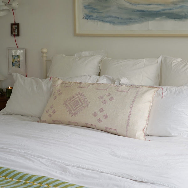 Luxury Cactus Silk Bolster Cushion - Cloudy White