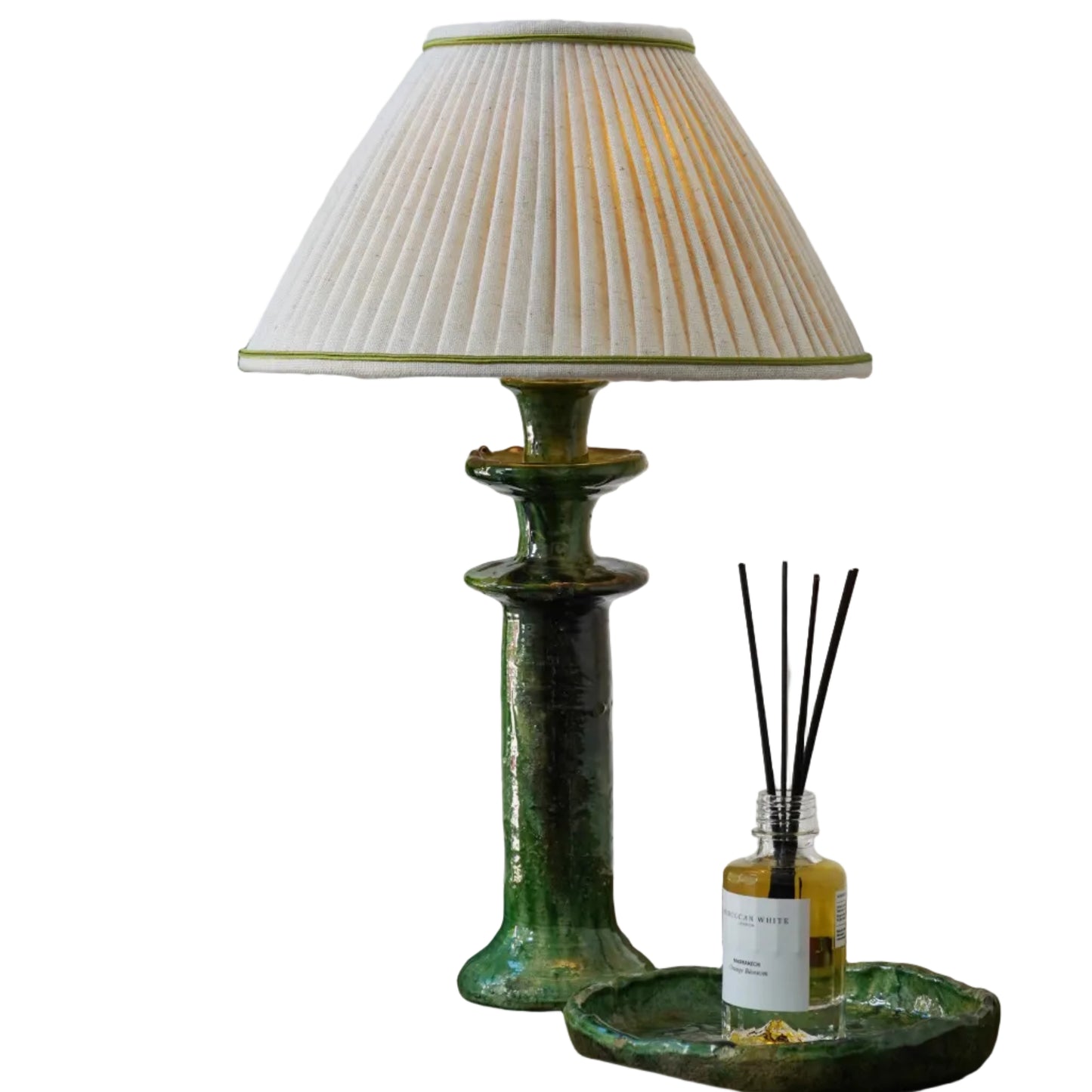 Authentic Tamegroute Lamp with Luxury Linen Lampshade