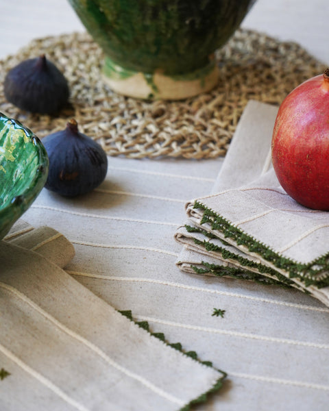 Pure Linen Hand-Loomed & Hand-Embroidered Table Linen