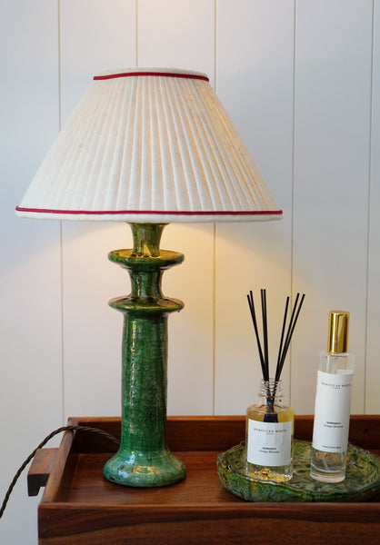 Authentic Tamegroute Lamp with Luxury Linen Lampshade