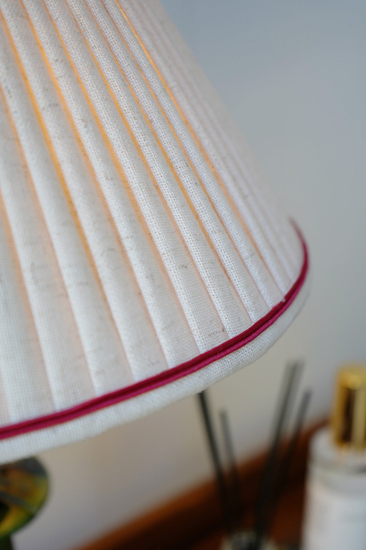 Authentic Tamegroute Lamp with Luxury Linen Lampshade