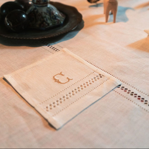 Set of 6 Diamond Stitch Square Cocktail Napkins