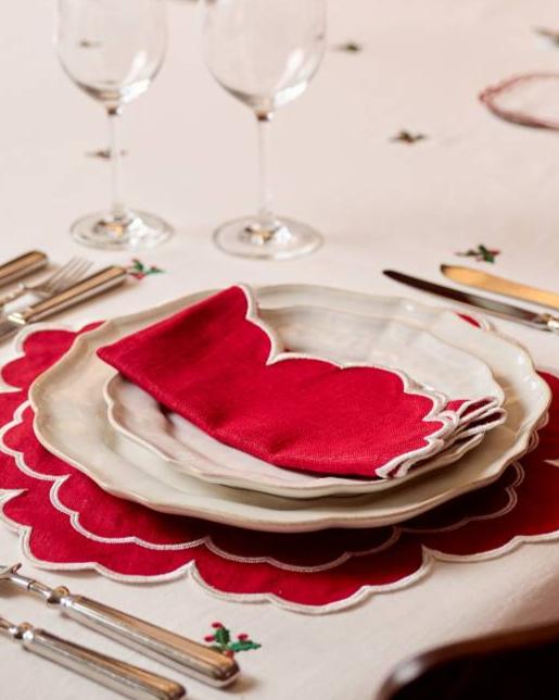 Íris Placemat, Red and White