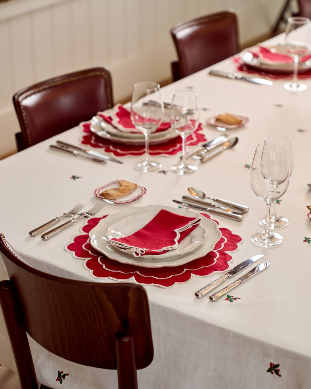 Íris Placemat, Red and White