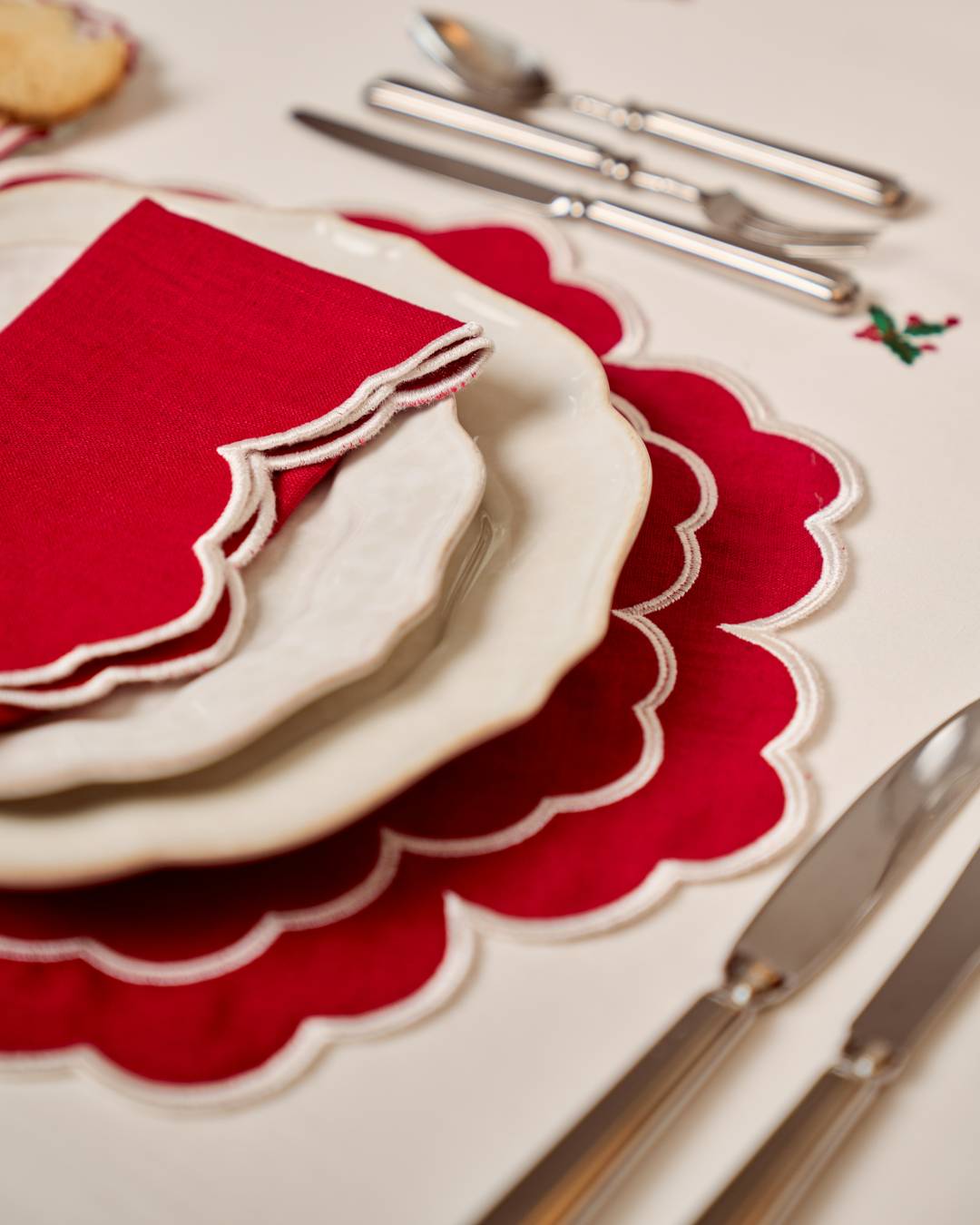 Íris Placemat, Red and White