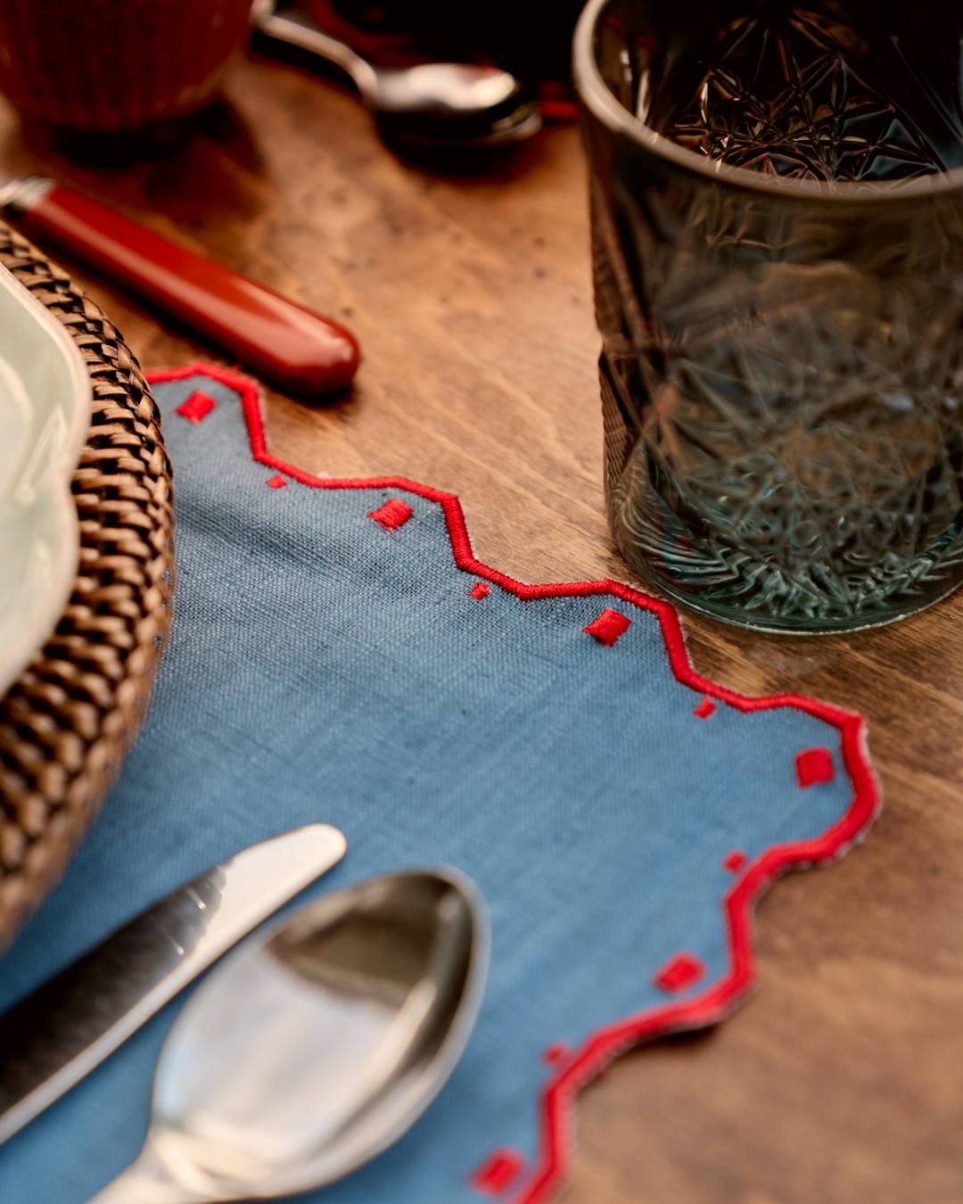 Porto Placemat, Blue and Red