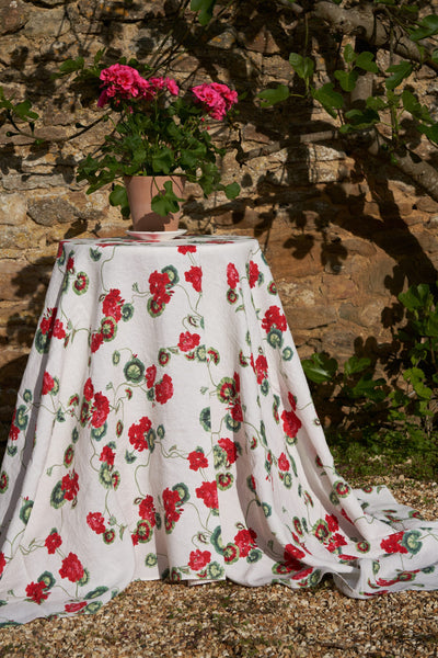 Geranium Linen Tablecloth