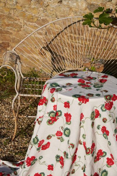 Geranium Linen Tablecloth