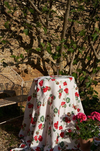 Geranium Linen Tablecloth