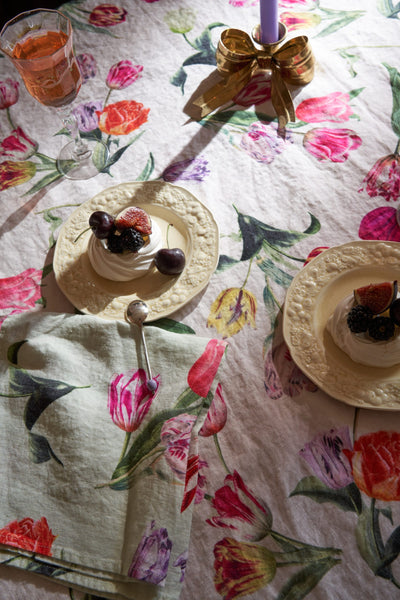 The Tulips Linen Napkin - Sage