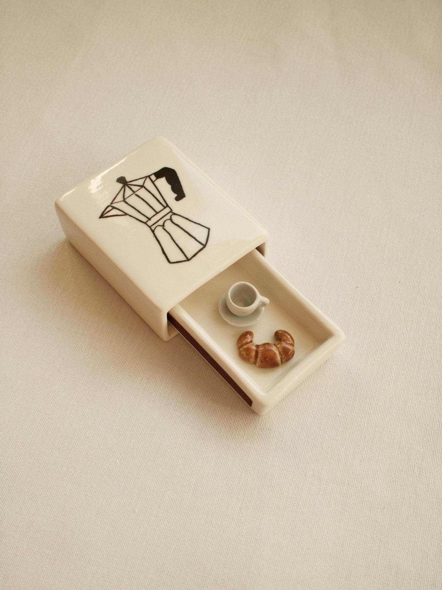 More Coffee Pls' Mini Ceramic Matchbox
