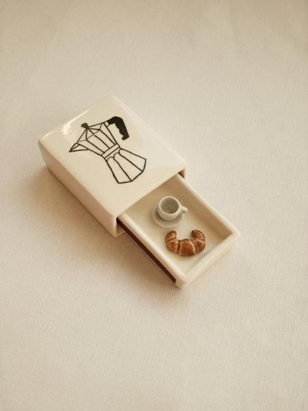 More Coffee Pls' Mini Ceramic Matchbox