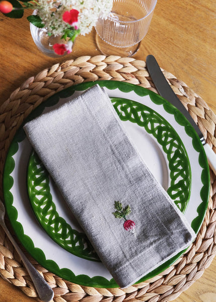 Vegetable garden linen napkin set of 2