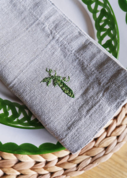 Vegetable garden linen napkin set of 2