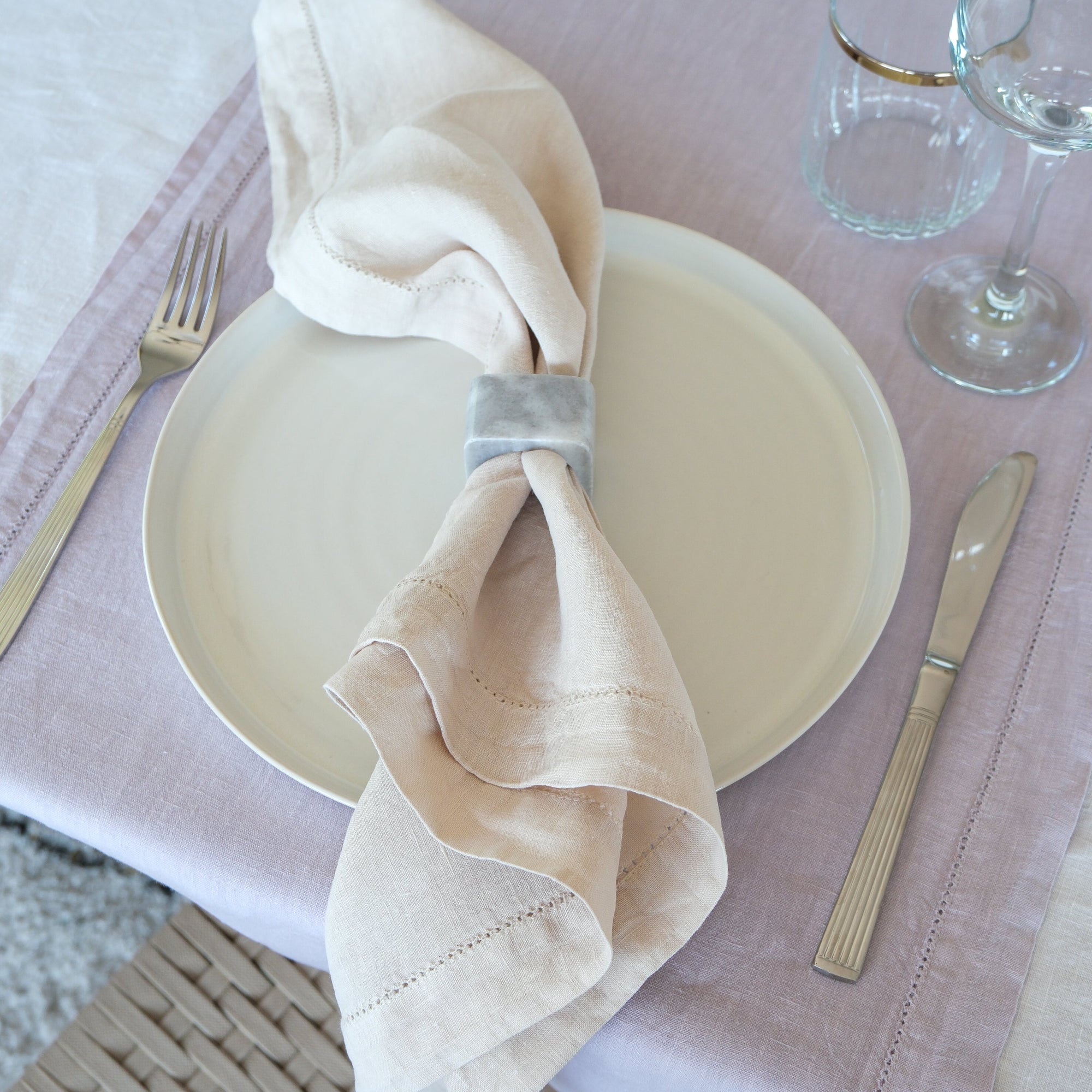 Kai Marble Napkin Ring Set Gray