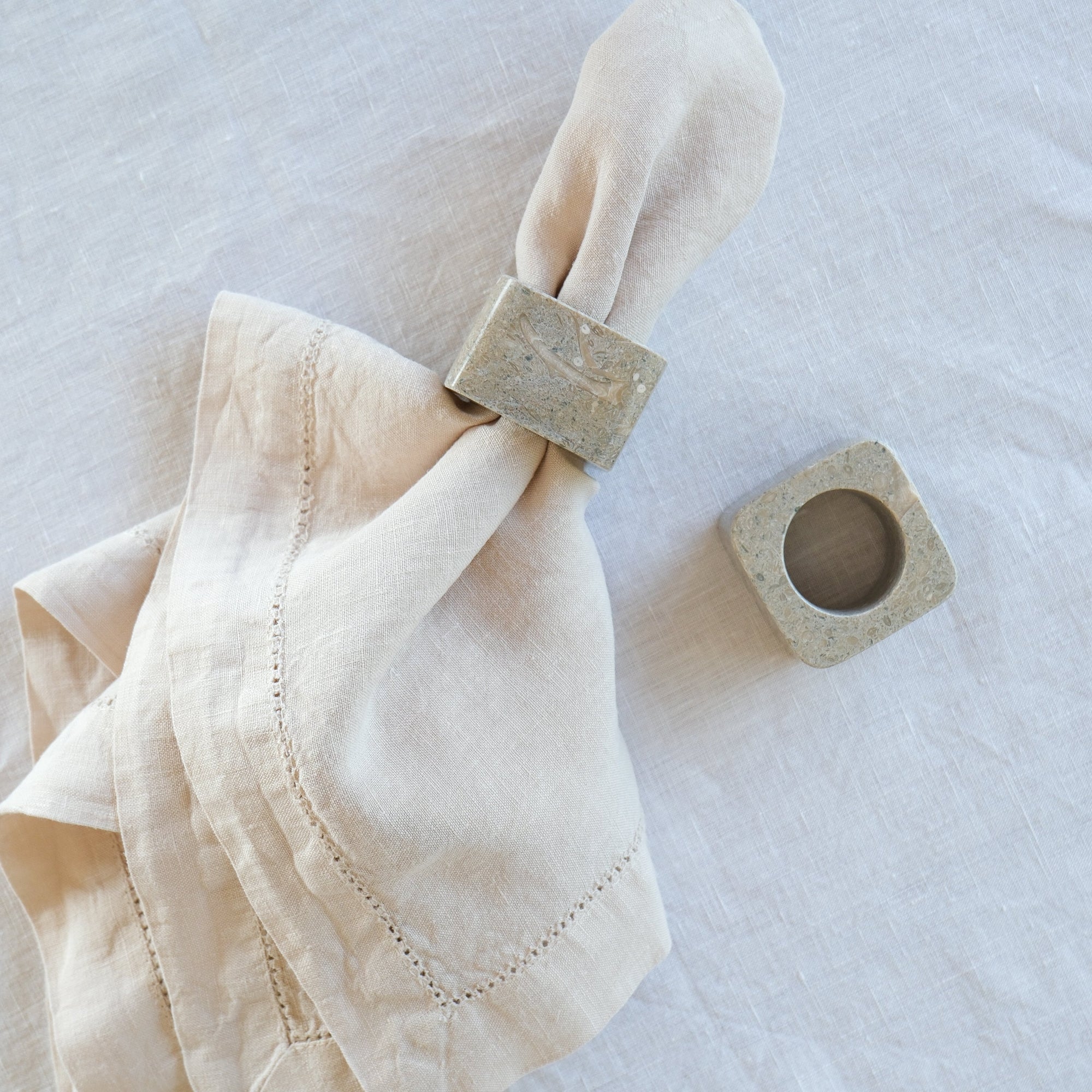 Kai Marble Napkin Ring Set Rustic