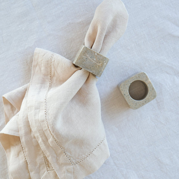Kai Marble Napkin Ring Set Rustic