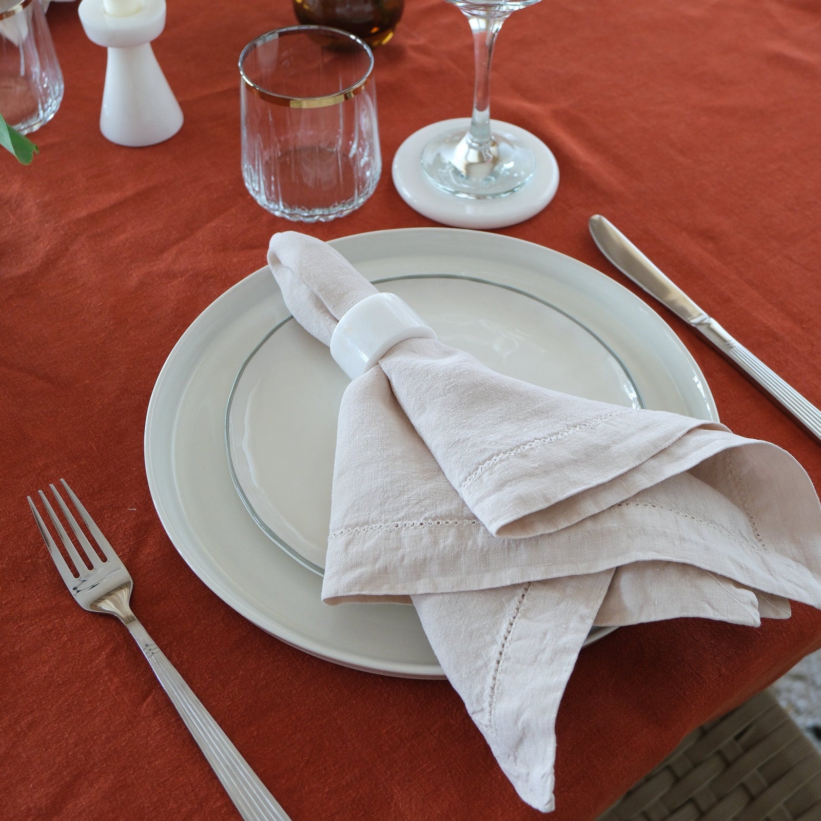 Mia Marble Napkin Ring Set White