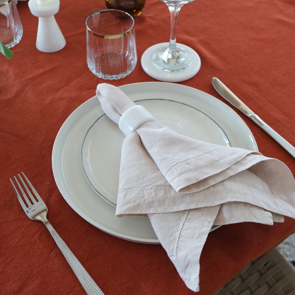 Mia Marble Napkin Ring Set White