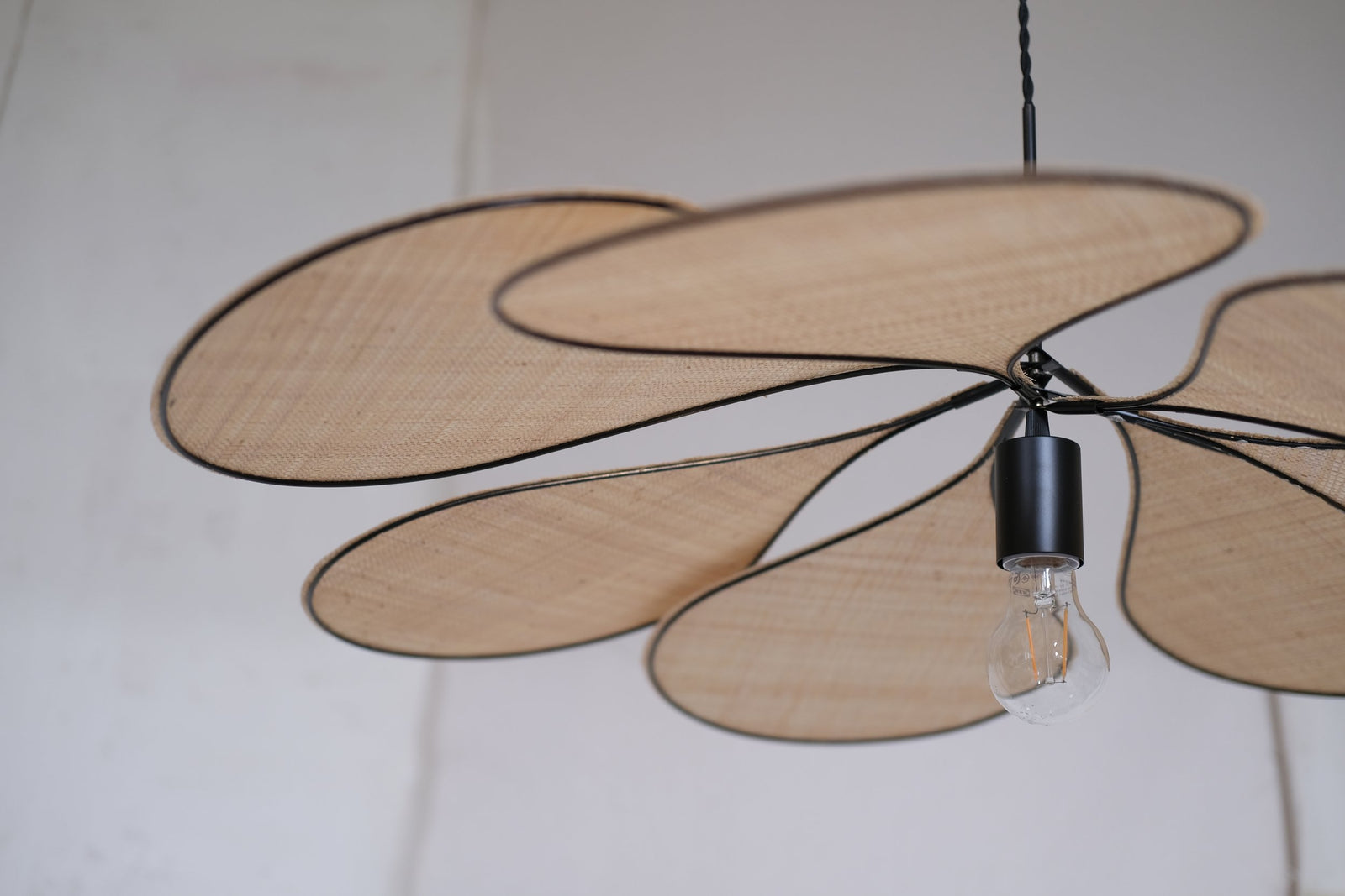 Pale Originelle Raffia Fibres Ceiling Light